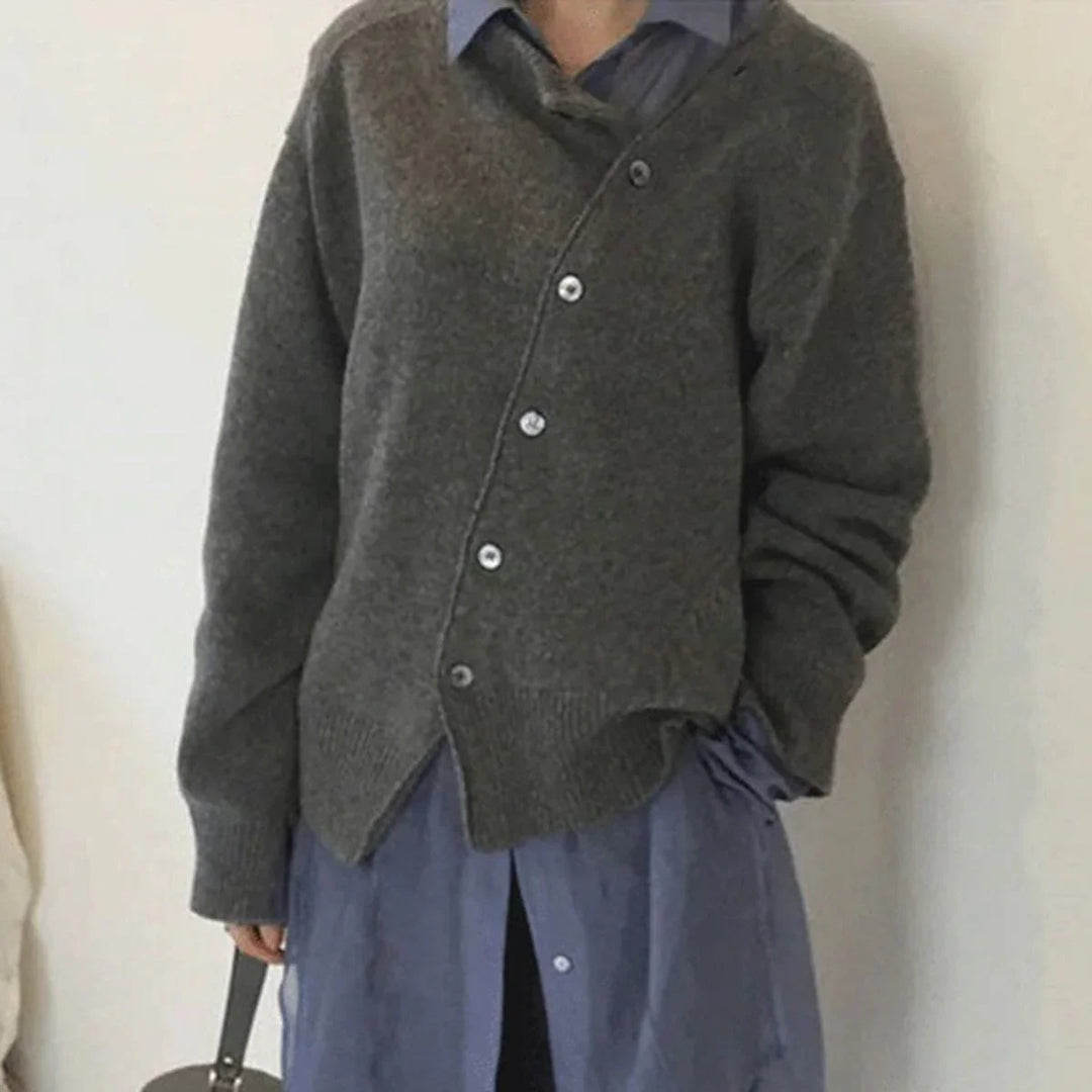 Levoire | Classique Pull Long à Manches Longues avec Col Gris