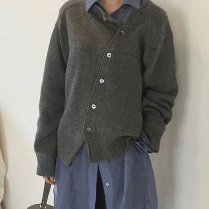 Levoire | Classique Pull Long à Manches Longues avec Col Gris