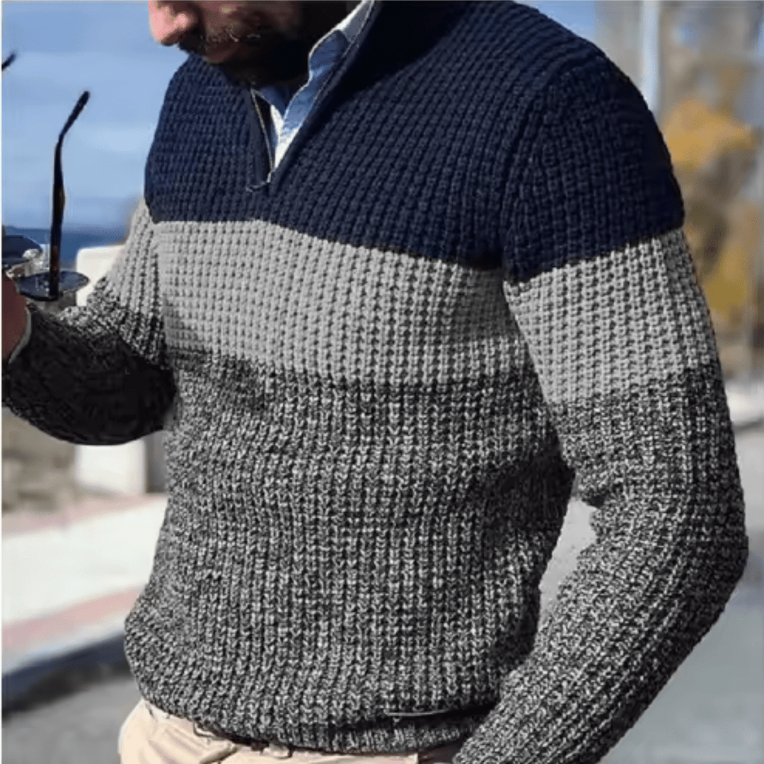 Levoire | Pull en tricot avec blocs de couleur Homme Sweatshirt Bleu