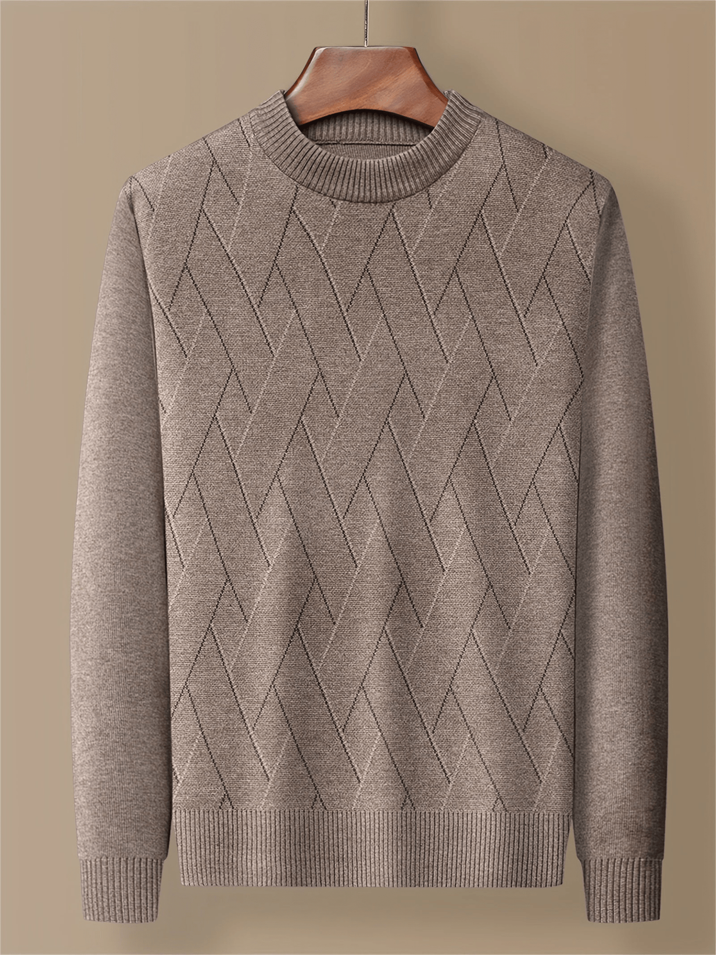 Levoire | Pull à col rond en tricot avec motif à carreaux homme