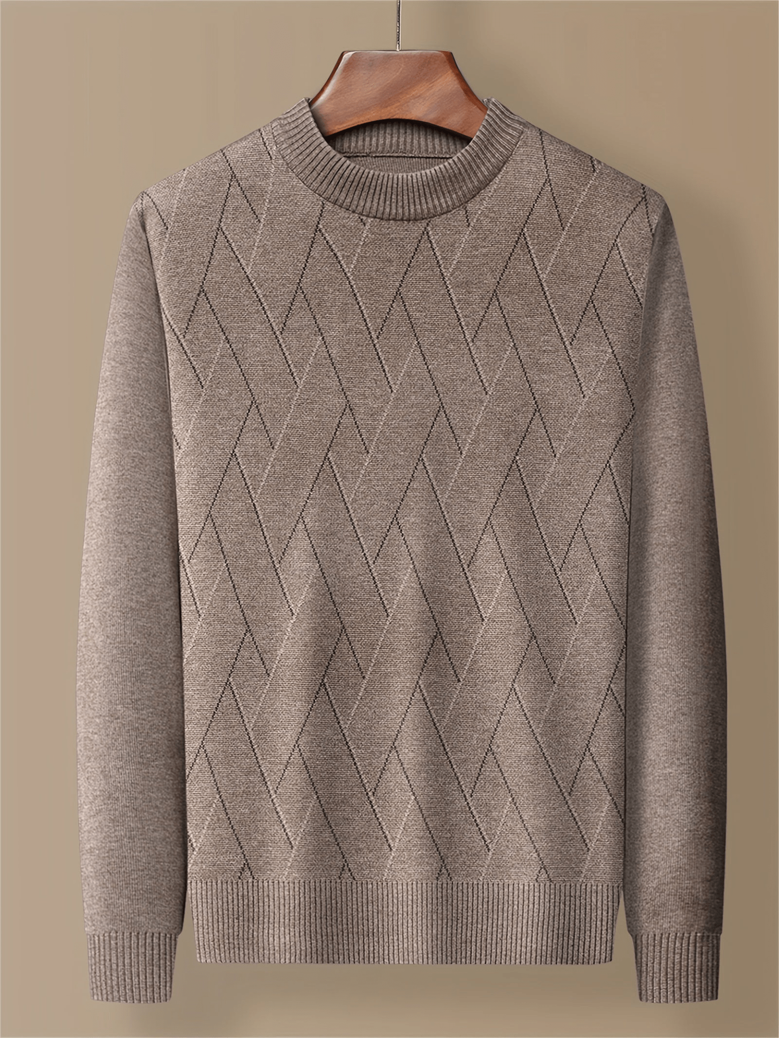 Levoire | Pull à col rond en tricot avec motif à carreaux homme