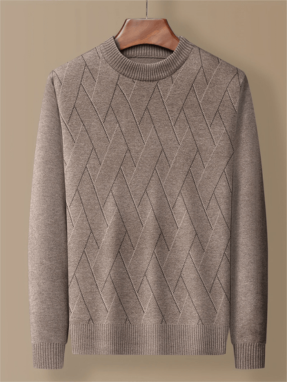 Levoire | Pull à col rond en tricot avec motif à carreaux homme