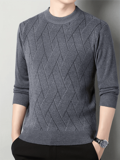 Levoire | Pull à col rond en tricot avec motif à carreaux homme Gris