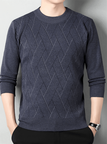 Levoire | Pull à col rond en tricot avec motif à carreaux homme Gris foncé