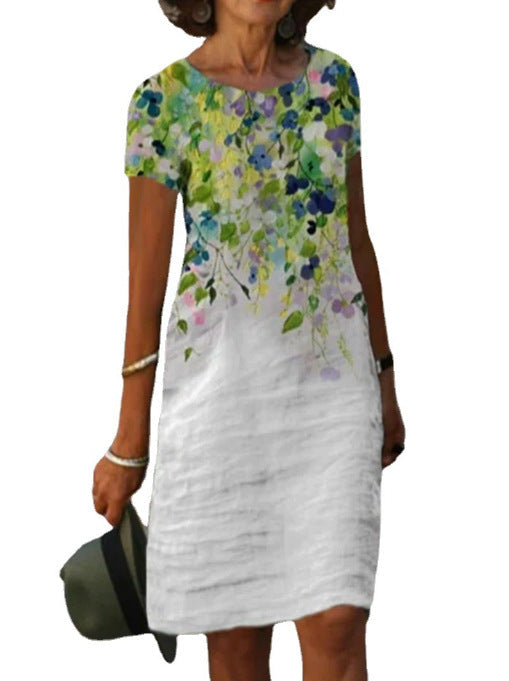 Levoire | Robe D'Été Élégante À Décolleté En V Blanc - Fleurs