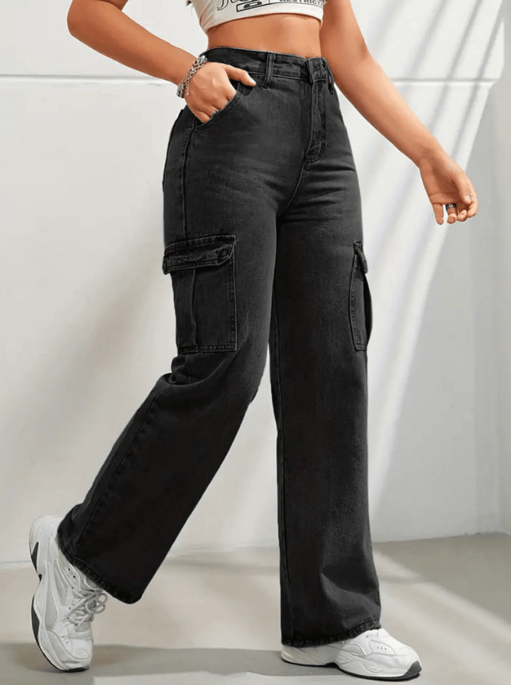 Levoire | Pantalon Cargo Baggy Femme Tendance Confort Noir