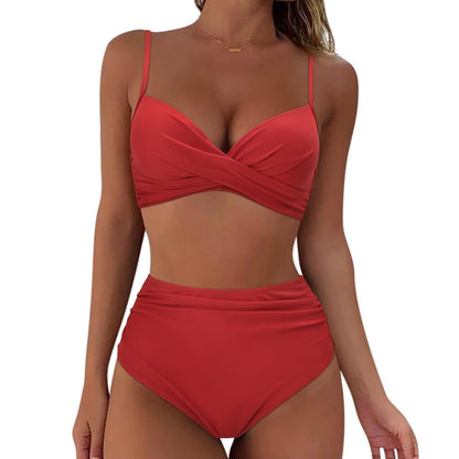 Levoire | Maillot De Bain Uni Taille Haute Rouge