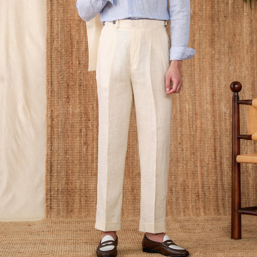 Levoire | Pantalon En Lin D'Été Avec Jambe Large Vanille