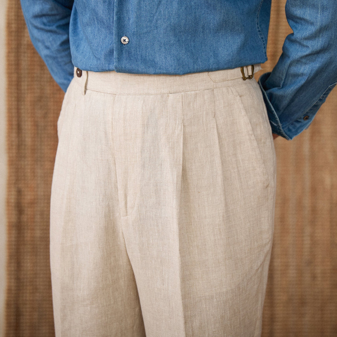 Levoire | Pantalon En Lin D'Été Avec Jambe Large Flocons d'avoine