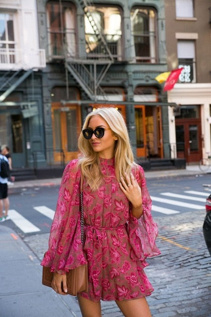 Levoire | Robe Fleur Rose Élégante L (ÉPUISÉ)!