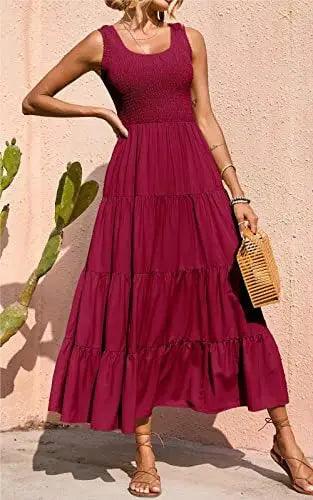 Levoire | Robe Longue Sans Manches Sexy En A Bordeaux