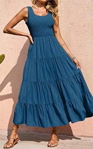 Levoire | Robe Longue Sans Manches Sexy En A Malachite bleu