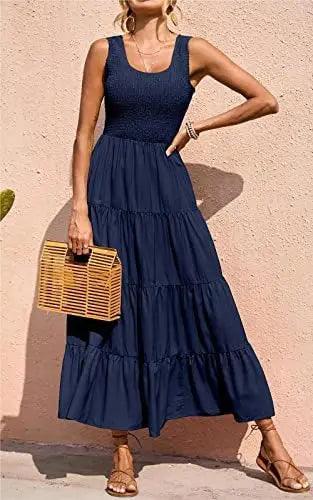 Levoire | Robe Longue Sans Manches Sexy En A Bleu marine