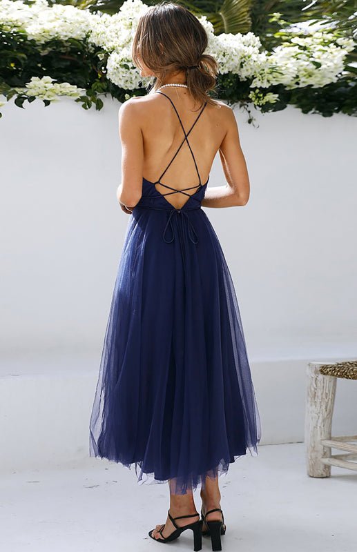 Levoire | Sexy Profond V dos nu-pas Snag Mesh Puff Robe