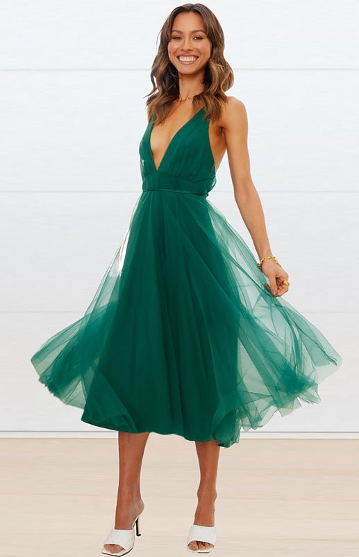 Levoire | Sexy Profond V dos nu-pas Snag Mesh Puff Robe