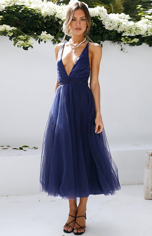 Levoire | Sexy Profond V dos nu-pas Snag Mesh Puff Robe