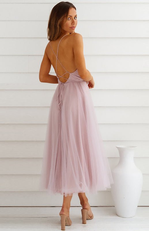 Levoire | Sexy Profond V dos nu-pas Snag Mesh Puff Robe