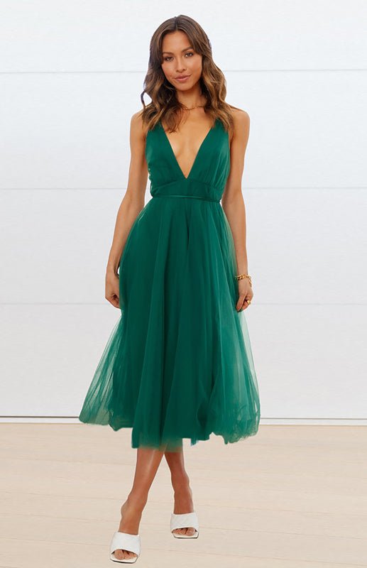 Levoire | Sexy Profond V dos nu-pas Snag Mesh Puff Robe