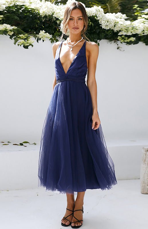 Levoire | Sexy Profond V dos nu-pas Snag Mesh Puff Robe
