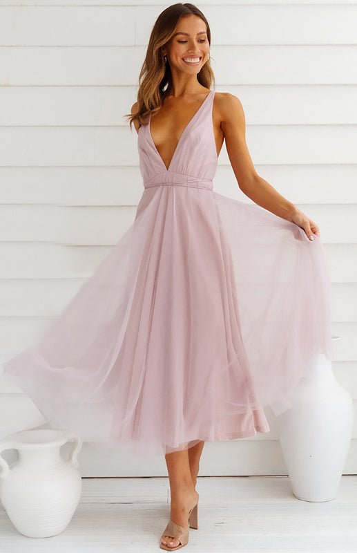 Levoire | Sexy Profond V dos nu-pas Snag Mesh Puff Robe