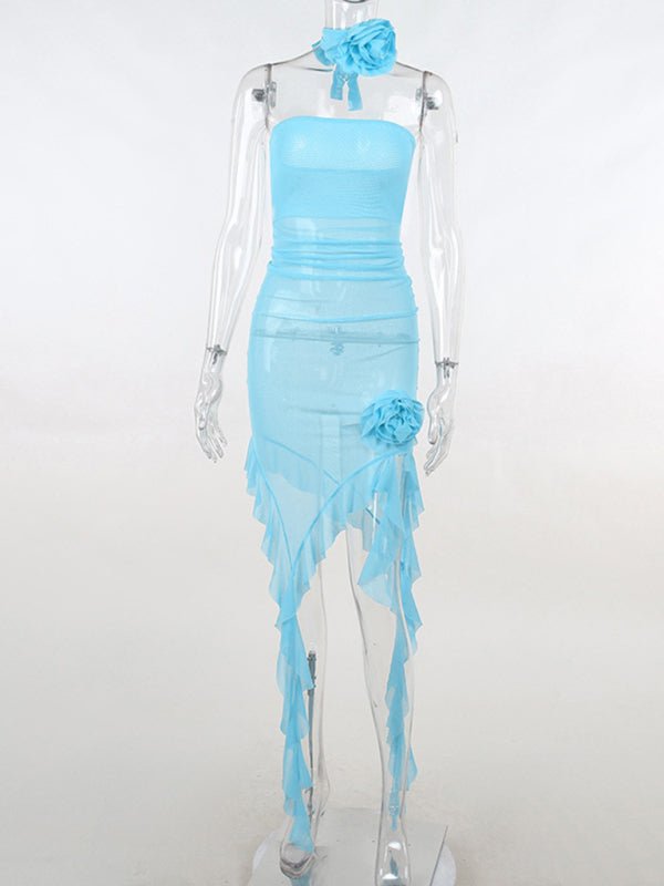 Levoire | Sexy Mesh transparent fleur tube top robe