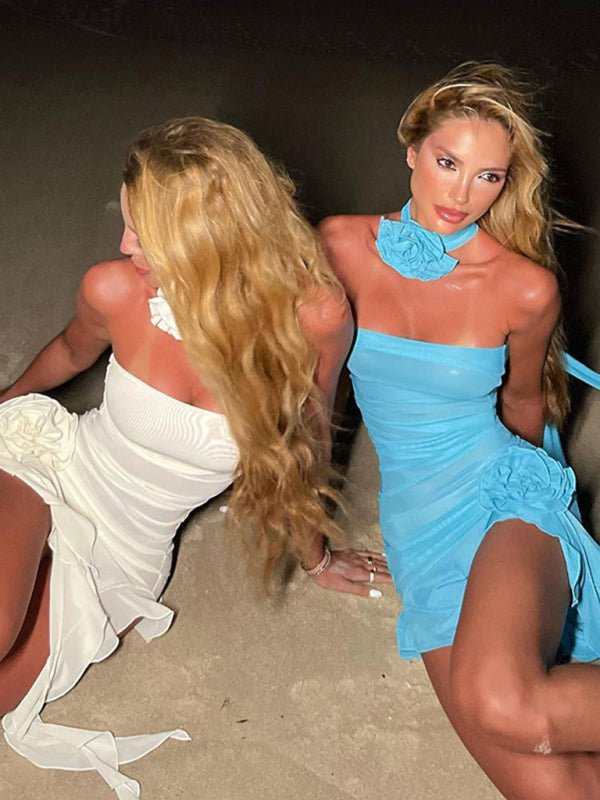 Levoire | Sexy Mesh transparent fleur tube top robe
