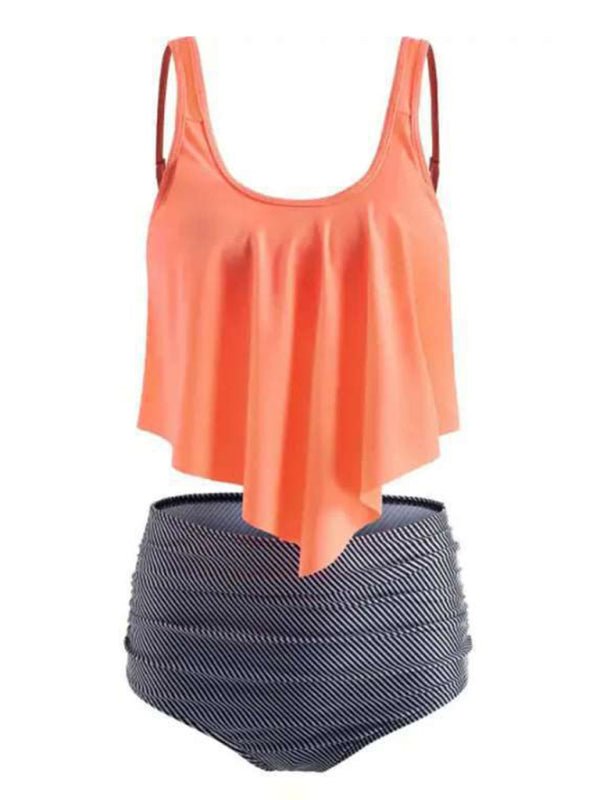 Levoire | Bikini taille haute sexy imprimé maillot de bain volants Orange