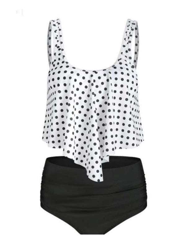 Levoire | Bikini taille haute sexy imprimé maillot de bain volants Noir