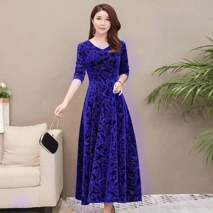 Levoire | Robe en velours élégante Robe formelle pour femme Bleu
