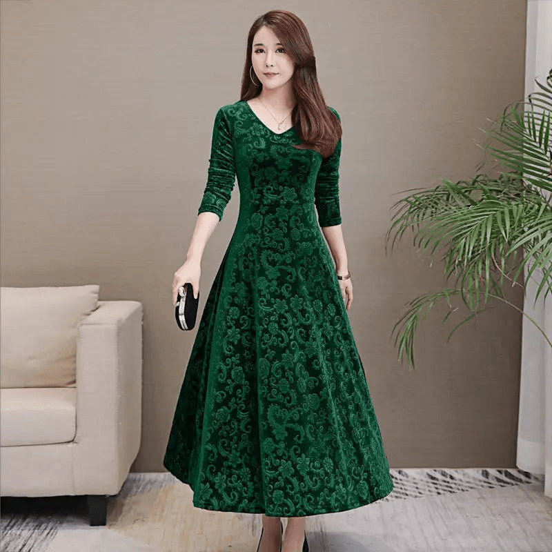 Levoire | Robe en velours élégante Robe formelle pour femme Vert