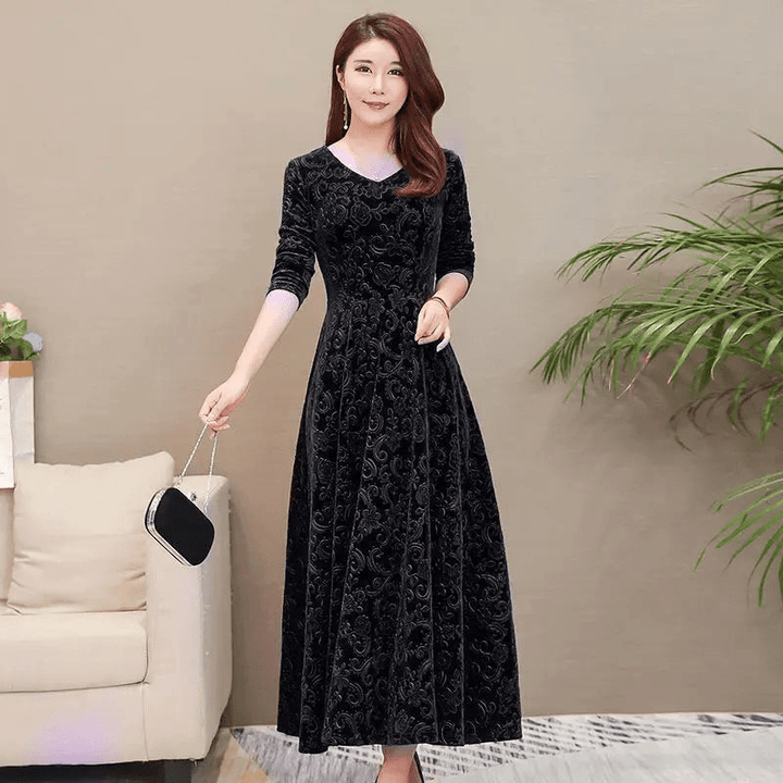 Levoire | Robe en velours élégante Robe formelle pour femme Noir
