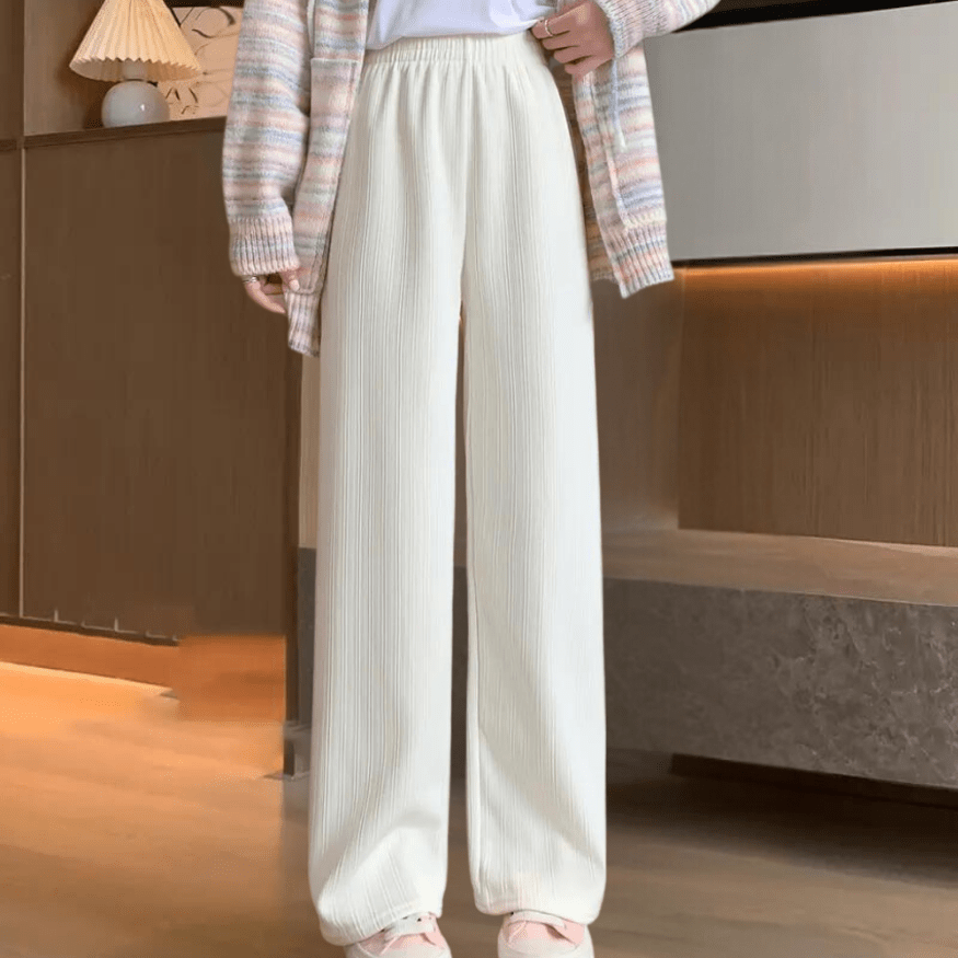 Levoire | Pantalon Femme Élastique Décontracté Confortable Et Flexible Blanc