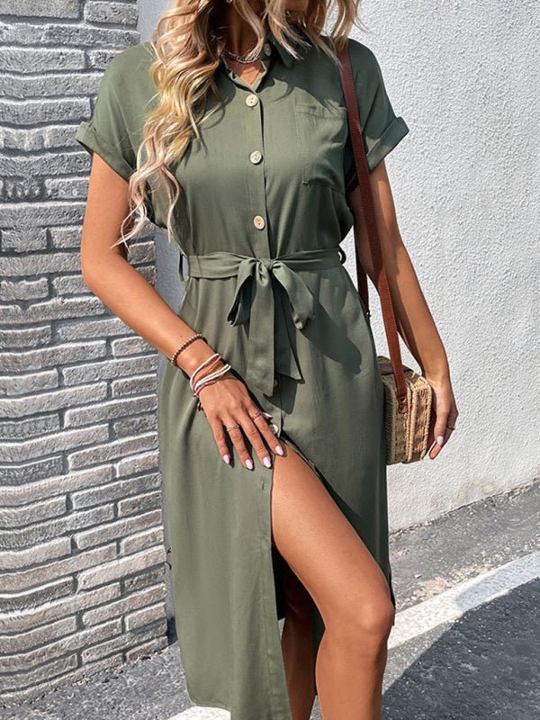 Levoire | Chemise Robe européenne et américaine revers cravate robe unie
