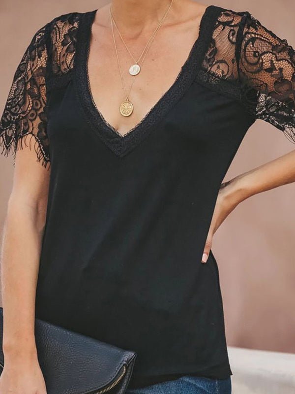 Levoire | Manches courtes V neck Plume Blouse Must