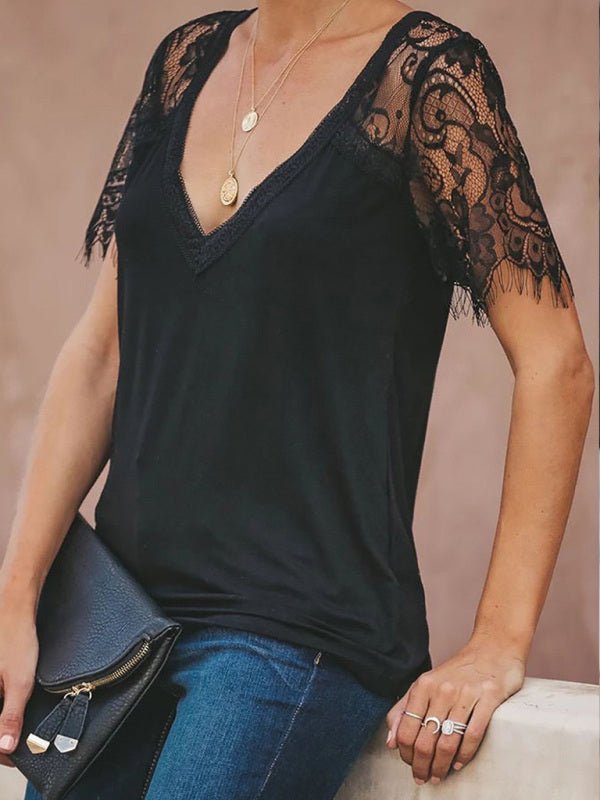 Levoire | Manches courtes V neck Plume Blouse