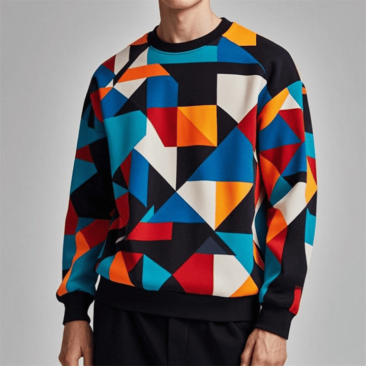 Levoire | Pull Géométrique Imprimé Homme Bleu