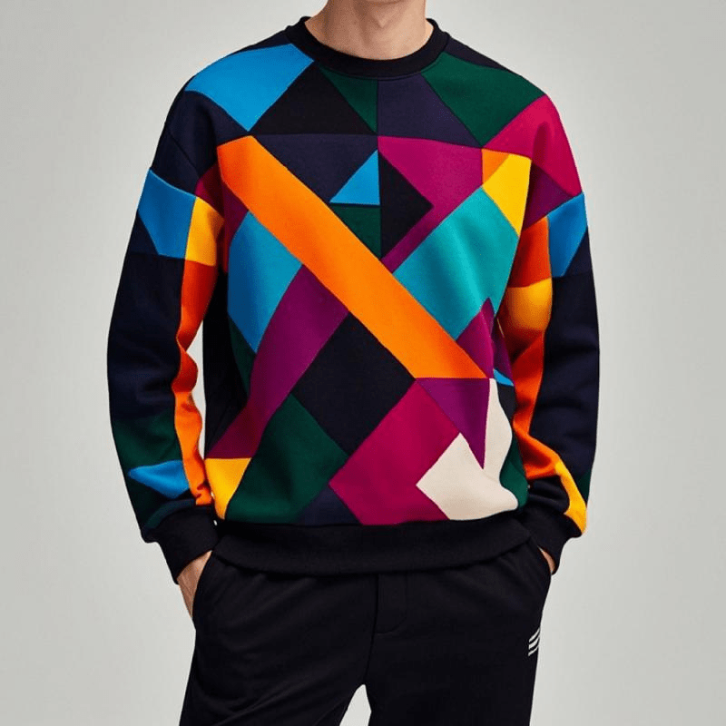 Levoire | Pull Géométrique Imprimé Homme Orange