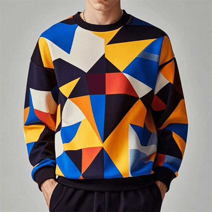 Levoire | Pull Géométrique Imprimé Homme Jaune