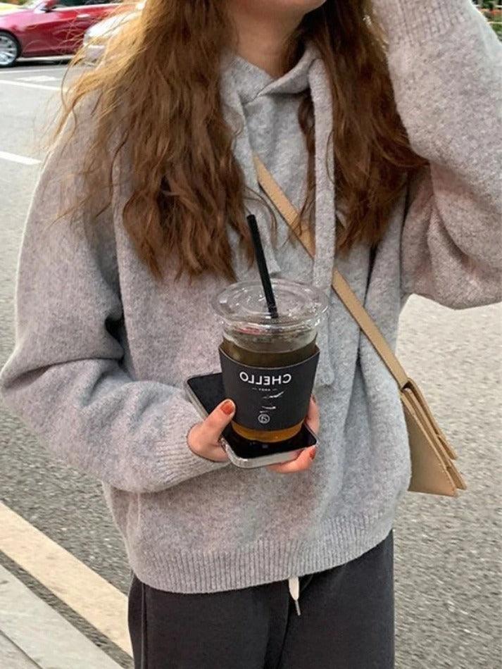 Levoire | Sweat À Capuche Simple En Tricot Gris UNE TAILLE