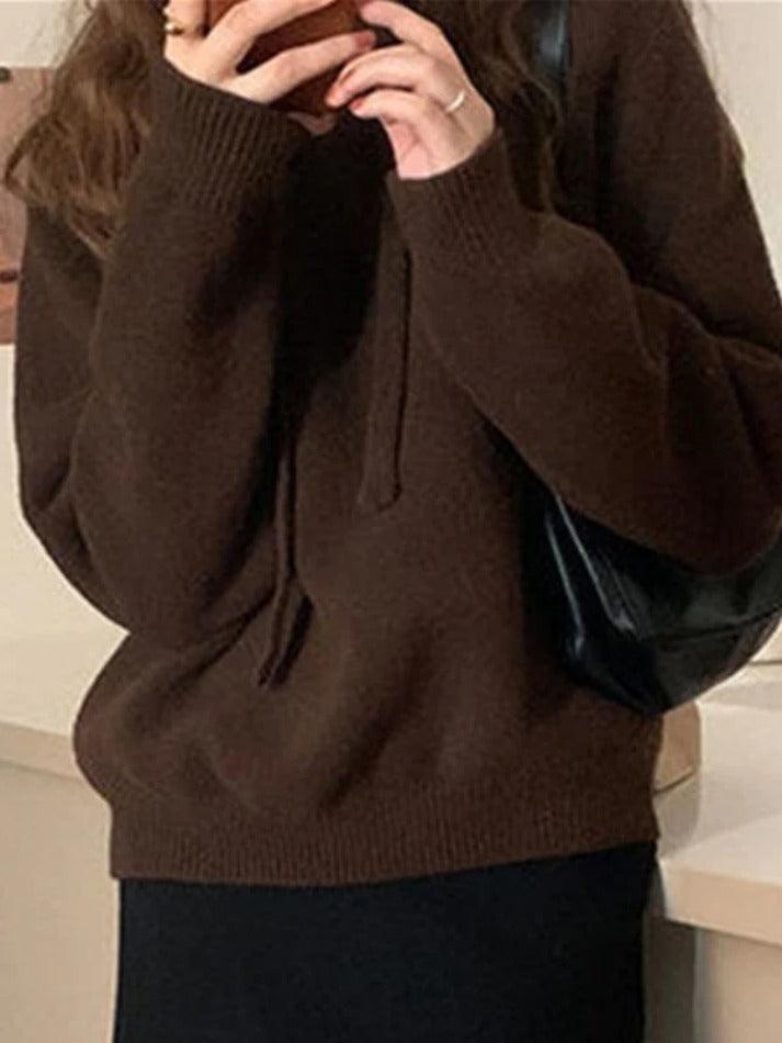 Levoire | Sweat À Capuche Simple En Tricot Braun UNE TAILLE