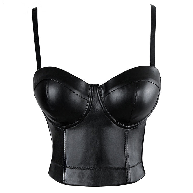 Levoire | Bustier En Cuir Forme Top Noir