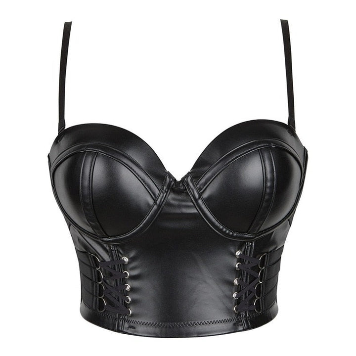 Levoire | Corset En Cuir Forme De Top Noir