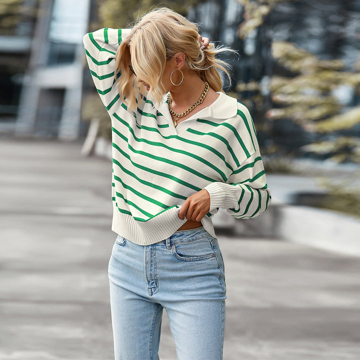 Levoire | Pull En Tricot Rayé Classique Vert