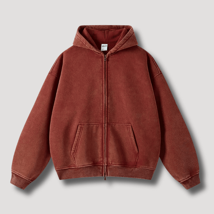 Levoire | Sweat à capuche surdimensionné avec fermeture éclair Sweatshirt Pull Gilet Rot