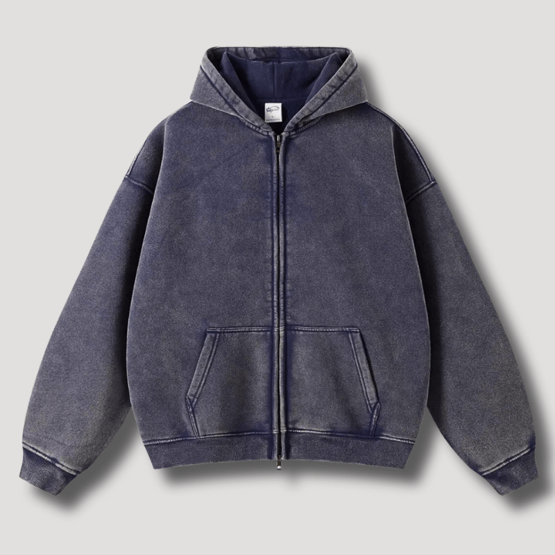 Levoire | Sweat à capuche surdimensionné avec fermeture éclair Sweatshirt Pull Gilet Bleu