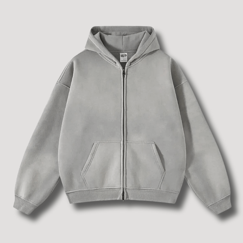 Levoire | Sweat à capuche surdimensionné avec fermeture éclair Sweatshirt Pull Gilet Gris
