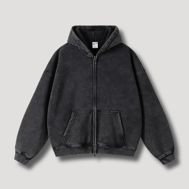 Levoire | Sweat à capuche surdimensionné avec fermeture éclair Sweatshirt Pull Gilet Noir