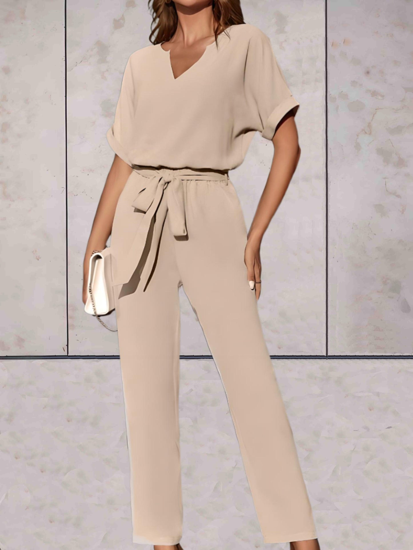 Levoire | Ensemble Sobre Élégant Ceinturé Khaki