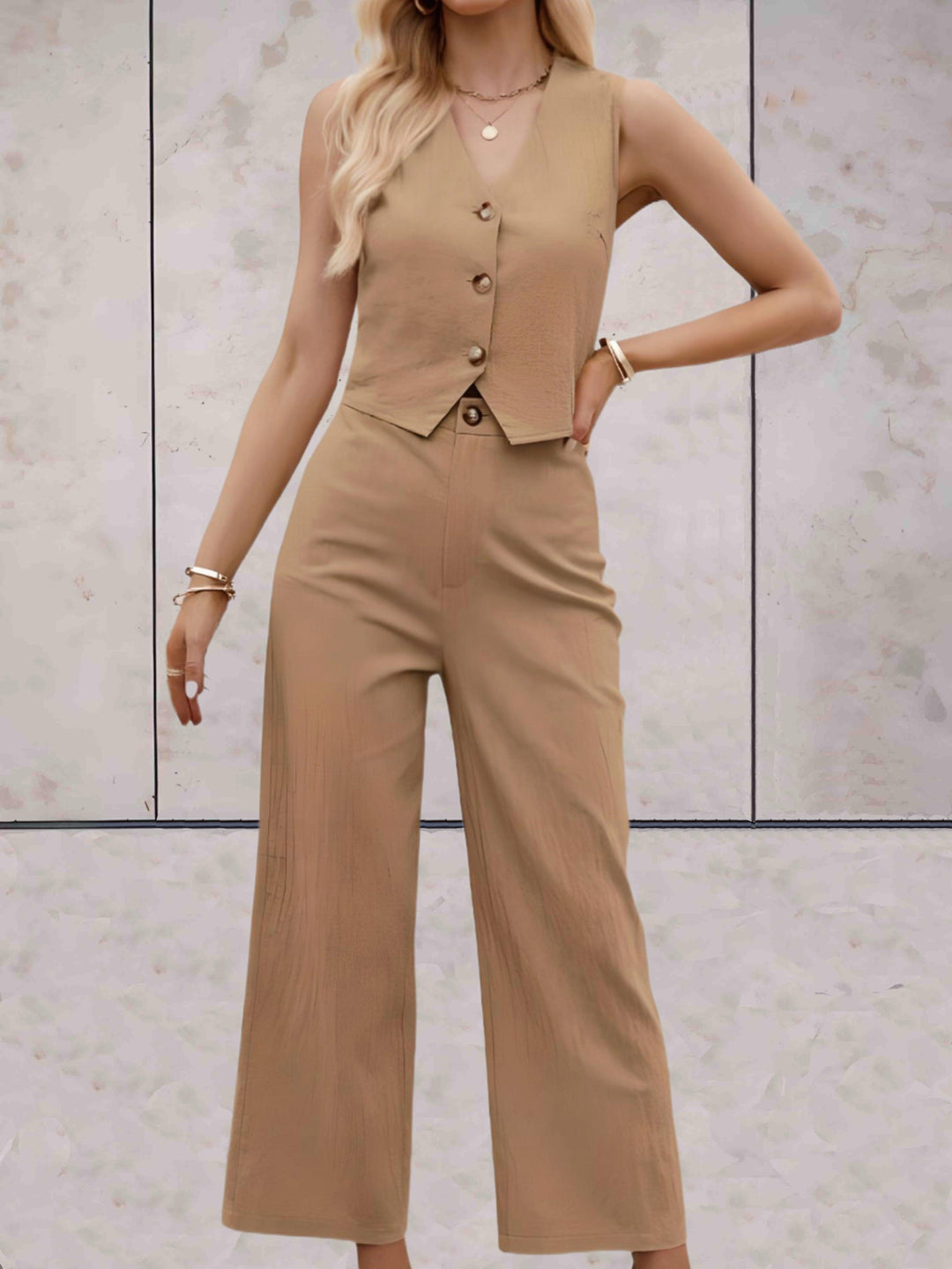 Levoire | Ensemble Sans Bretelles Haut Et Pantalon Ample vert olive