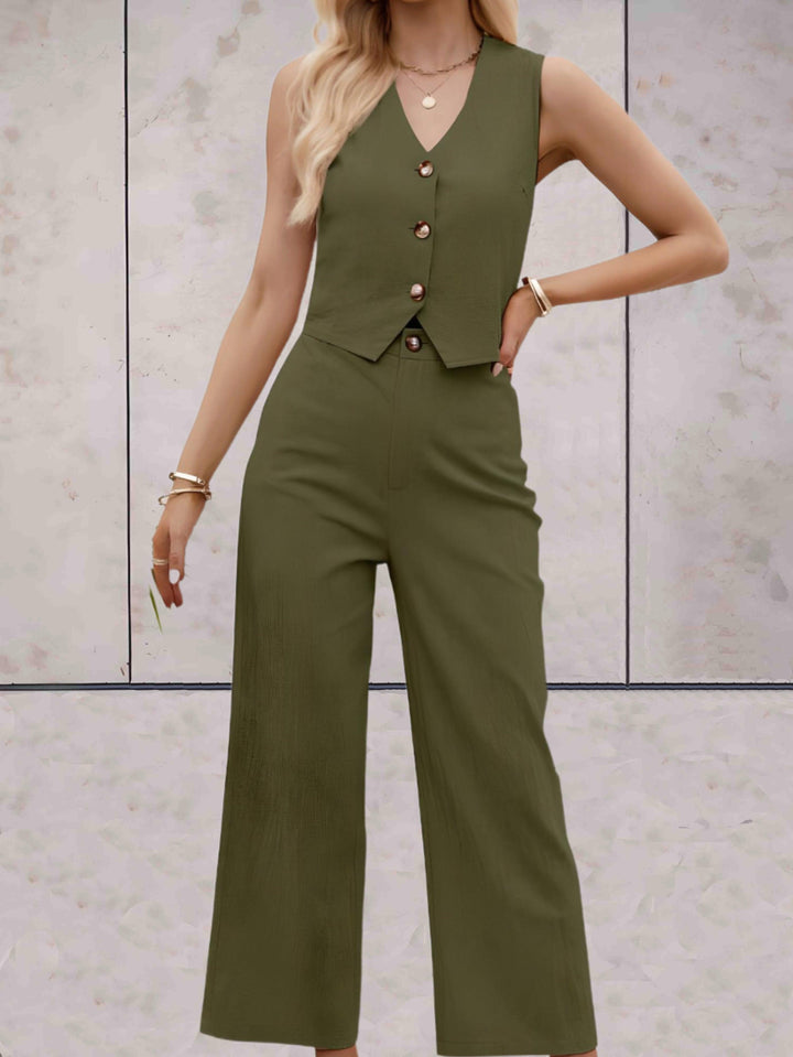 Levoire | Ensemble Sans Bretelles Haut Et Pantalon Ample Vert